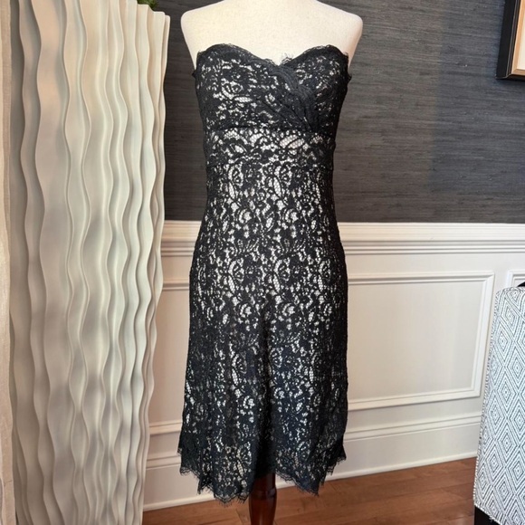 White House Black Market Strapless Black Lace Dress - Picture 2 of 8